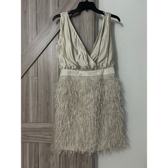 Alessandro Dell'Acqua Cream Feather Mini Dress - Picture 1 of 9